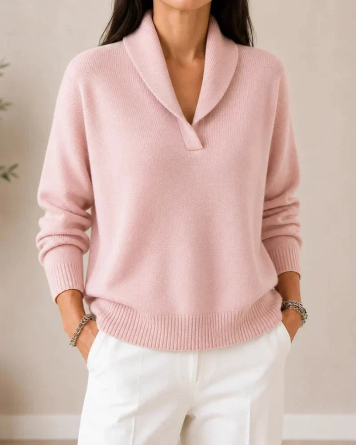 Soft V-neck Jumper with Shawl Collar