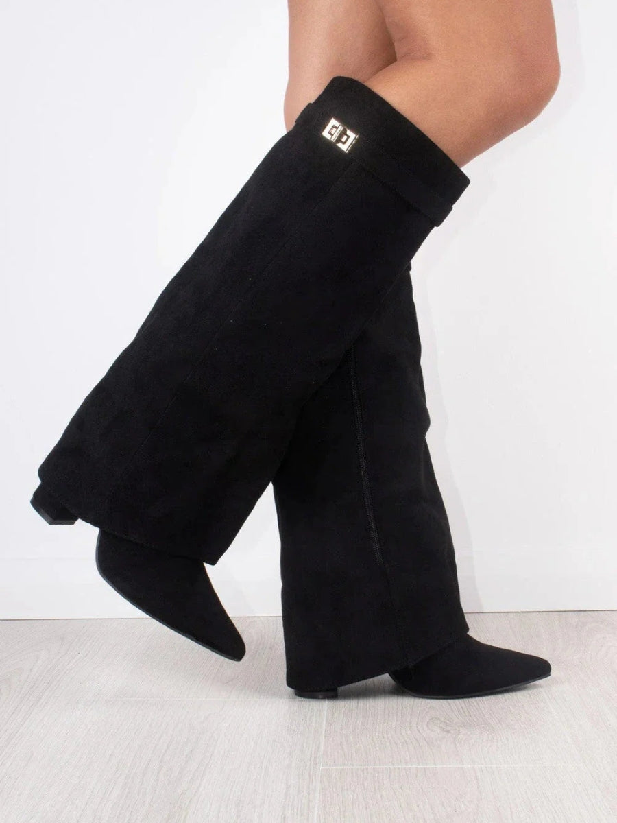 Knee-High Suede Boots with Heel