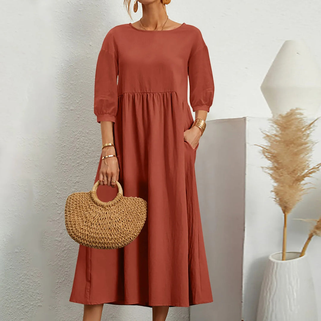 Casual Loose Patchwork Midi Dress – Effortless Style Meets Everyday Comfort