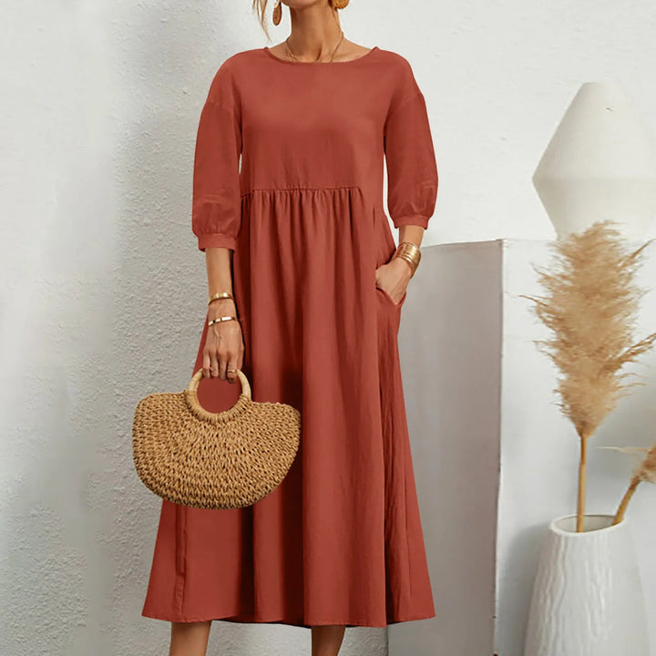 Casual Loose Patchwork Midi Dress – Effortless Style Meets Everyday Comfort