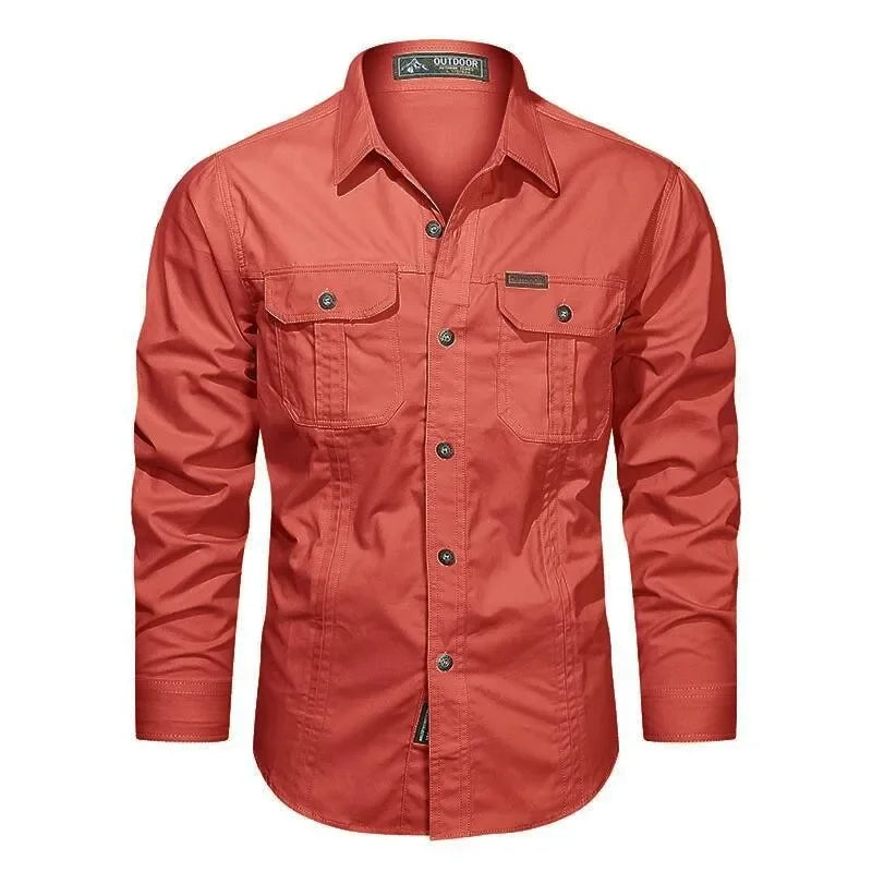 Men's Cotton Military Shirt – Multi-Pocket Utility