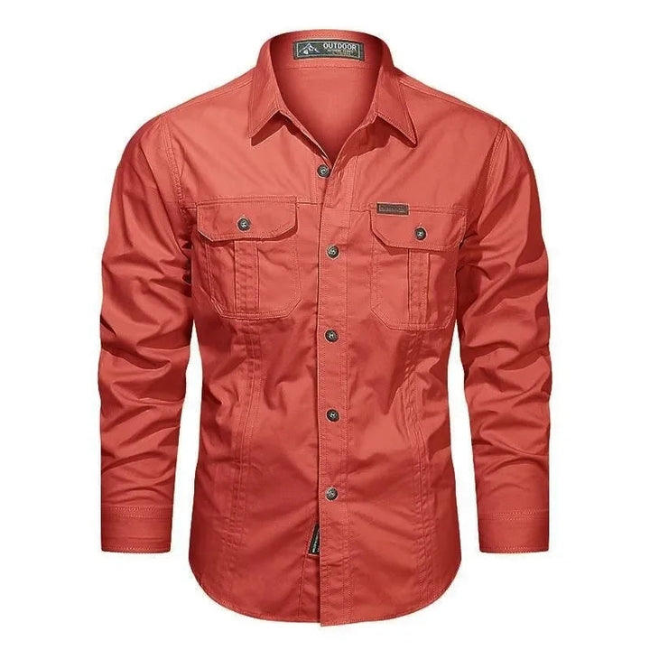Men's Cotton Military Shirt – Multi-Pocket Utility