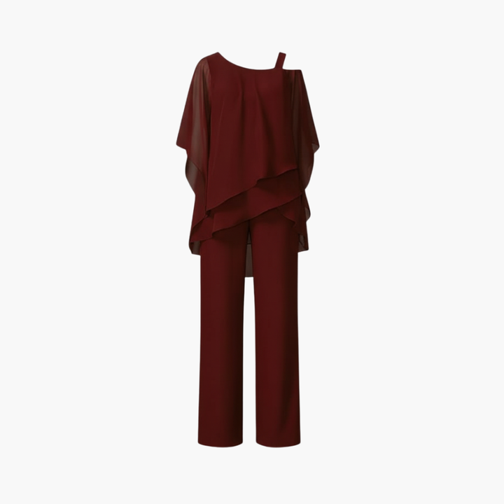 Women’s Jumpsuit with Cold Shoulder and Wide-Leg Pants