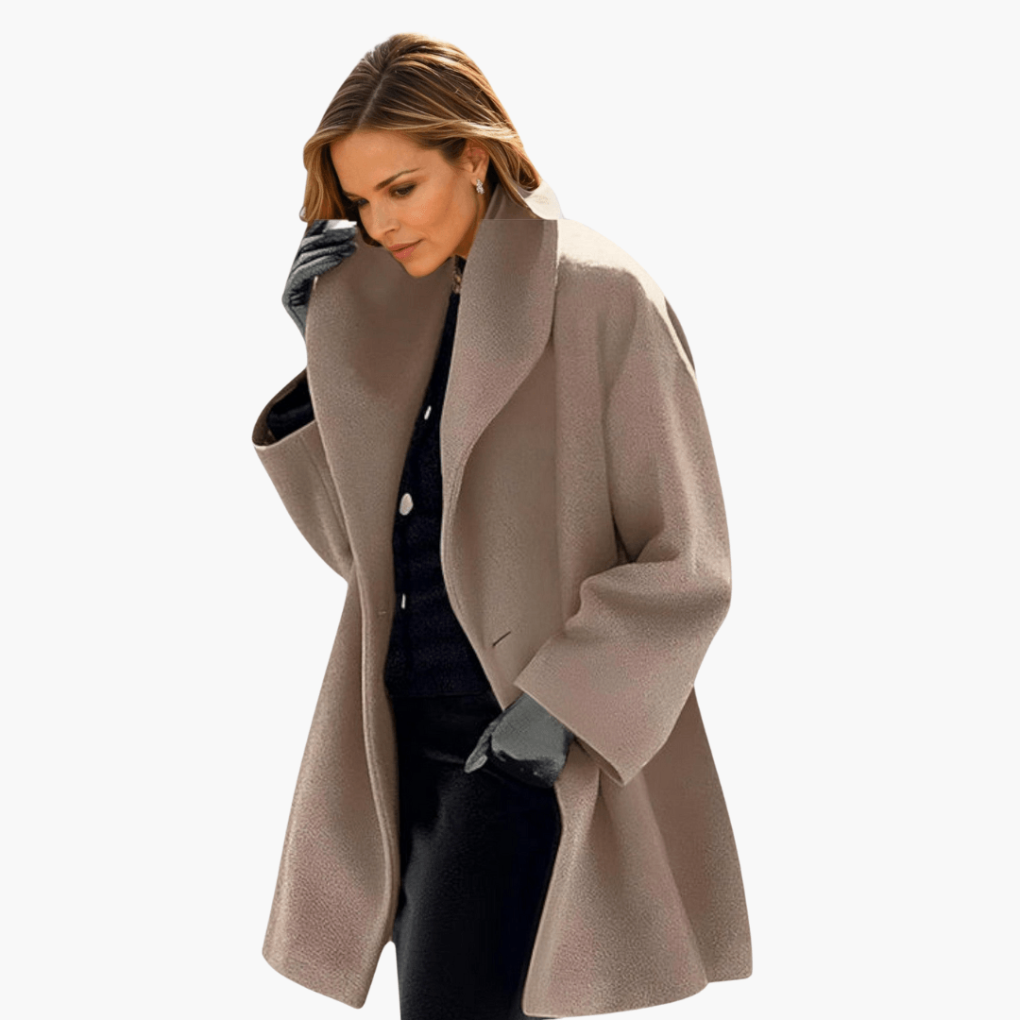 Women's Jacket with Wide Collar and Long Sleeves