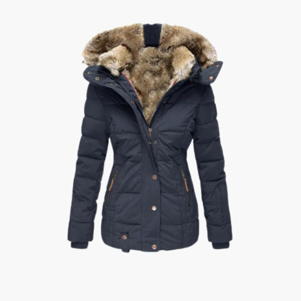 Women’s Jacket with Embossed Surface and Closures