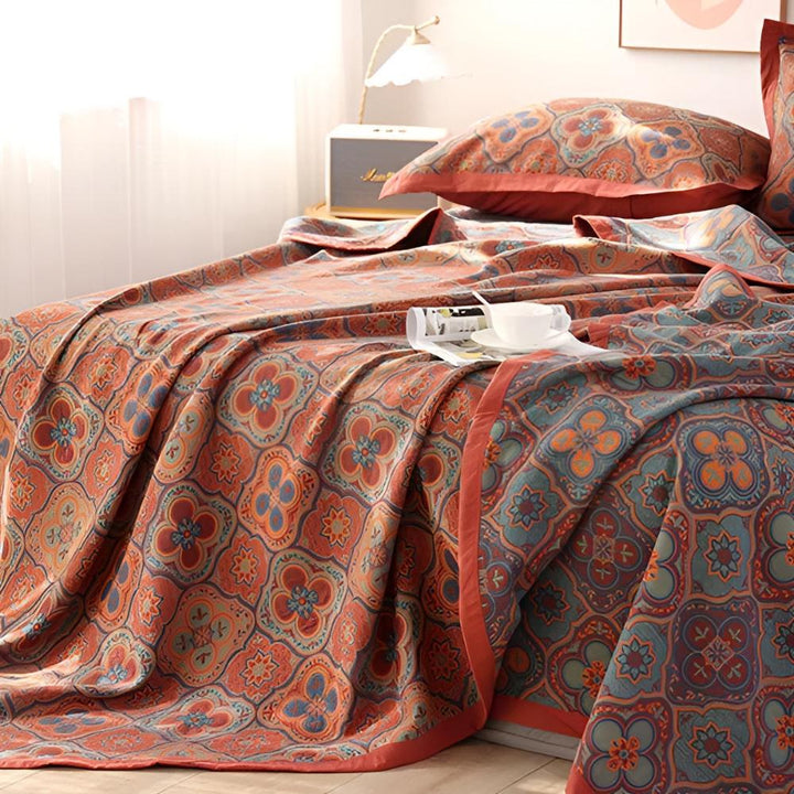 Blossom Embroidery Cotton Reversible Coverlet – Timeless Elegance and Comfort
