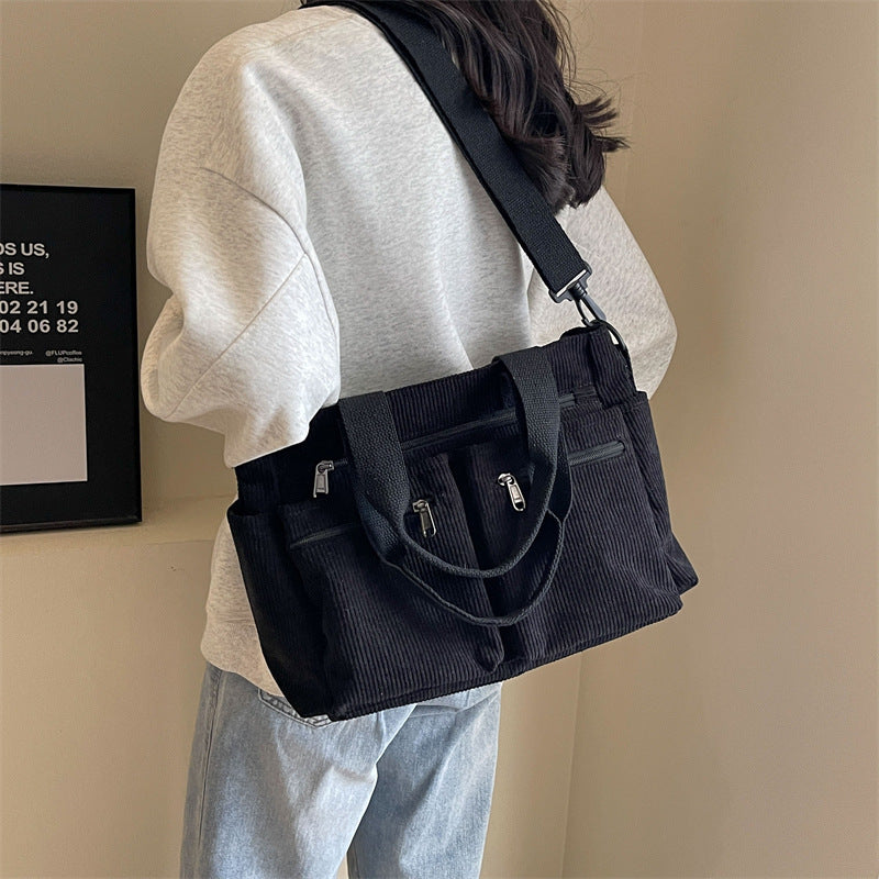 Trendy Corduroy Shoulder Bag – VelvetVogue