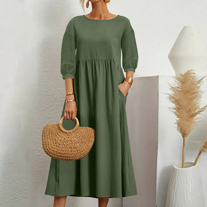 Casual Loose Patchwork Midi Dress – Effortless Style Meets Everyday Comfort