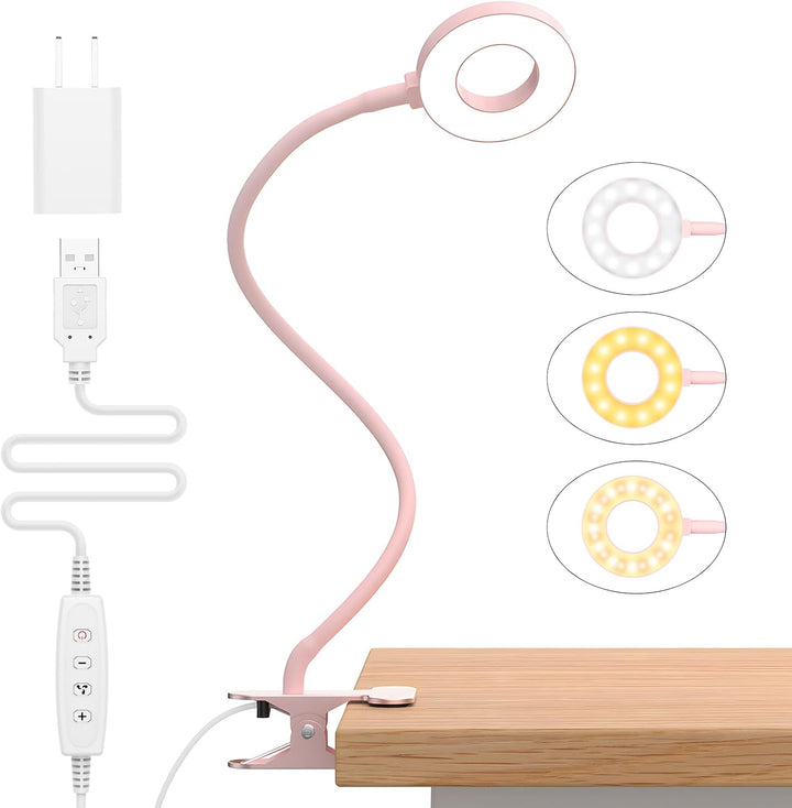 LED clip-on desk lamp with 3 colour modes and flexible gooseneck – Selvara (Buy 1 Get 1 Free)