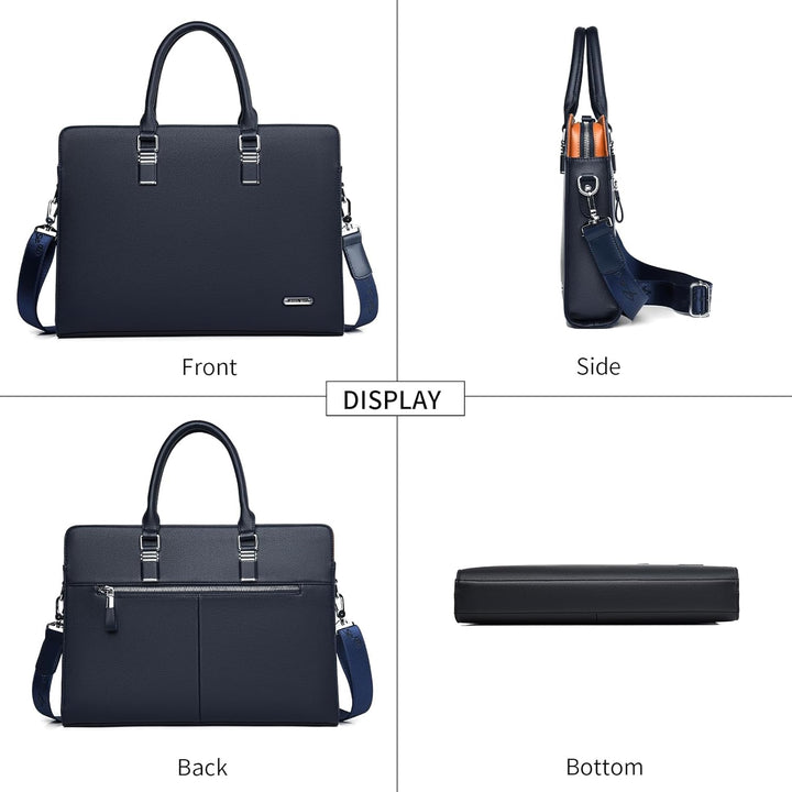 Genuine leather multi-compartment business laptop bag for professionals