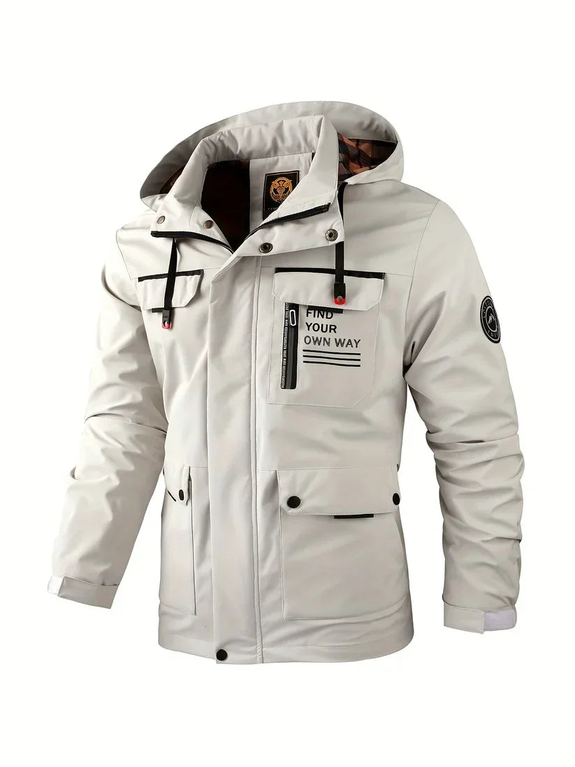Men's Waterproof Winter Coat with Hood and Lined Interior
