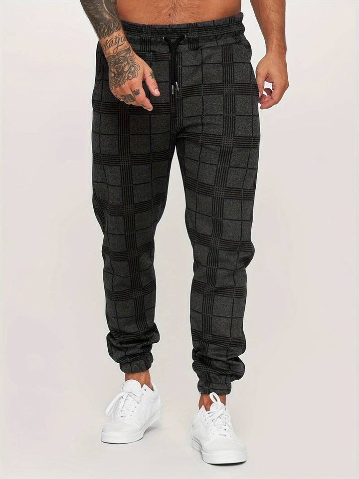 Checkered Slim Fit Joggers for Men