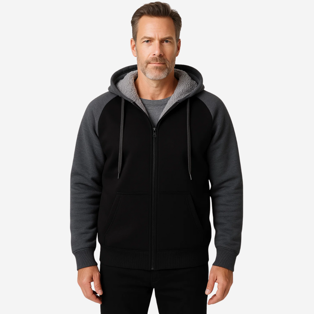 Men's hoodie lined with Sherpa fleece – Niels