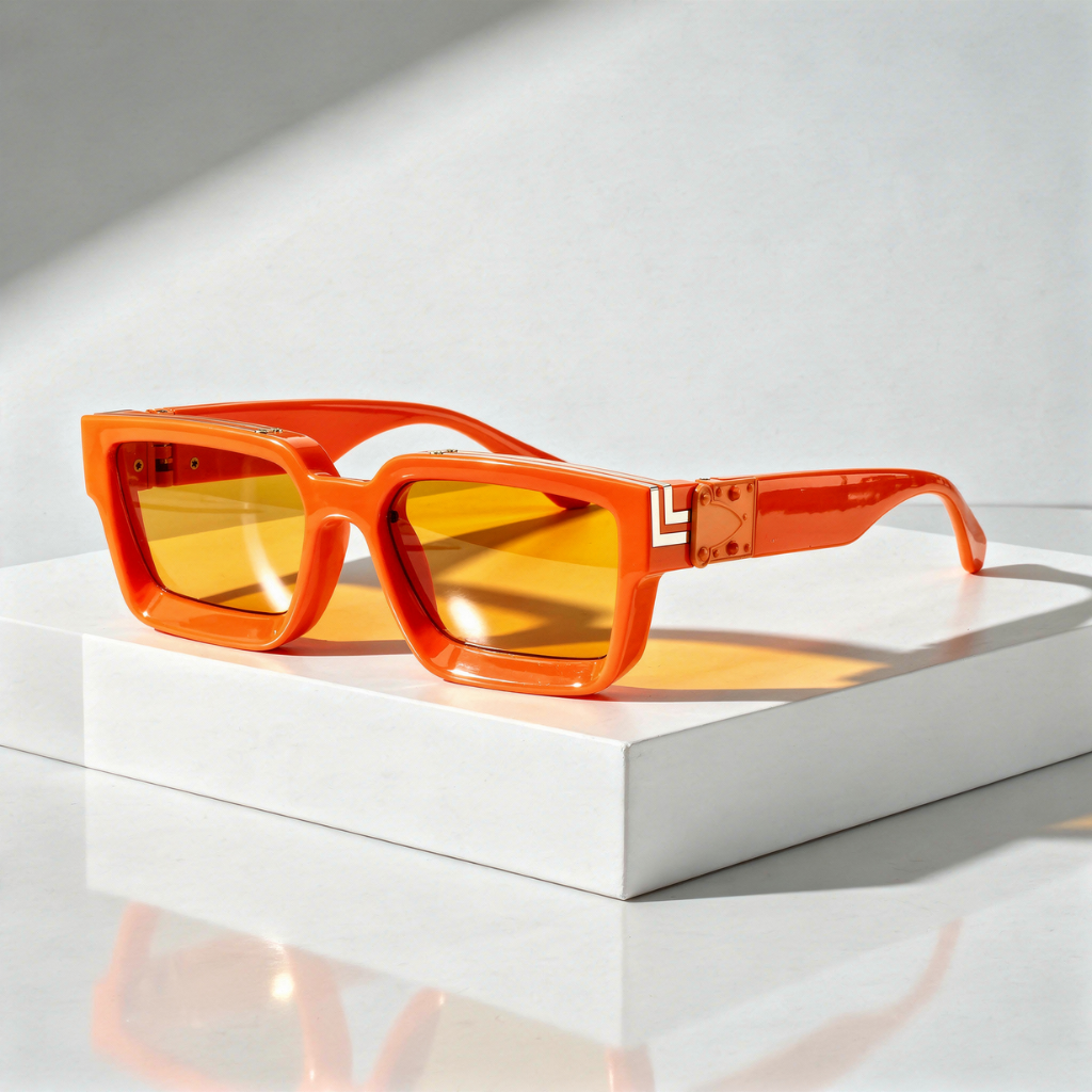 Square Sunglasses with Gold-Coloured Hinge and UV400 Protection