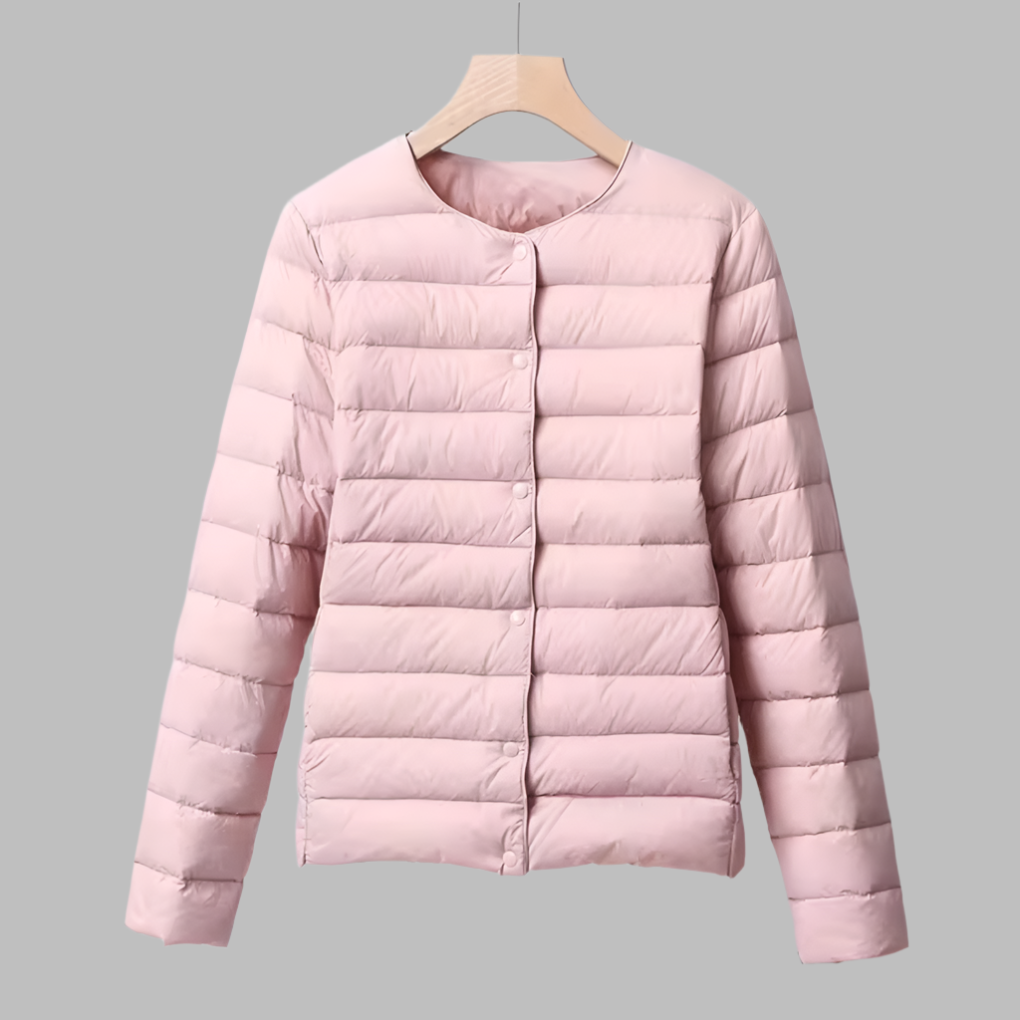 Collarless Packable Puffer Jacket