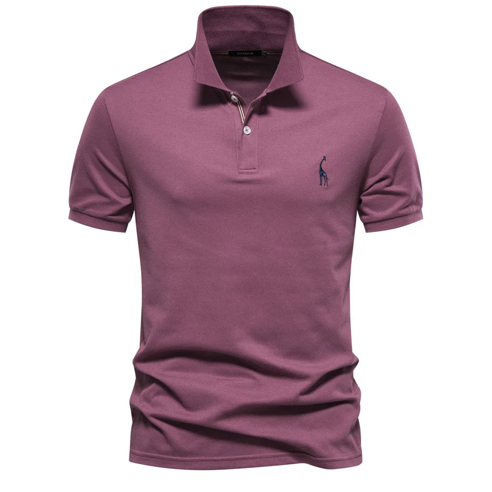 Luxe Cotton Polo with Deer Embroidery