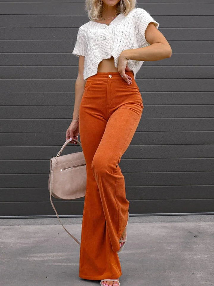 Trendy Corduroy Flare Pants for Women