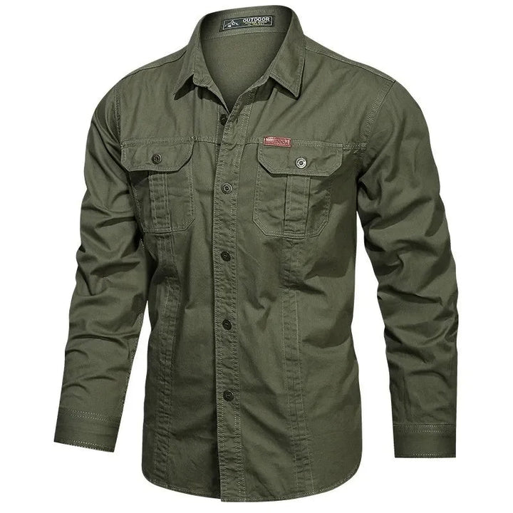 Men's Cotton Military Shirt – Multi-Pocket Utility