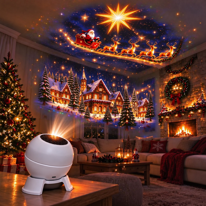 Christmas Projection Night Light for Walls and Ceilings – Festive Holiday Room Decor
