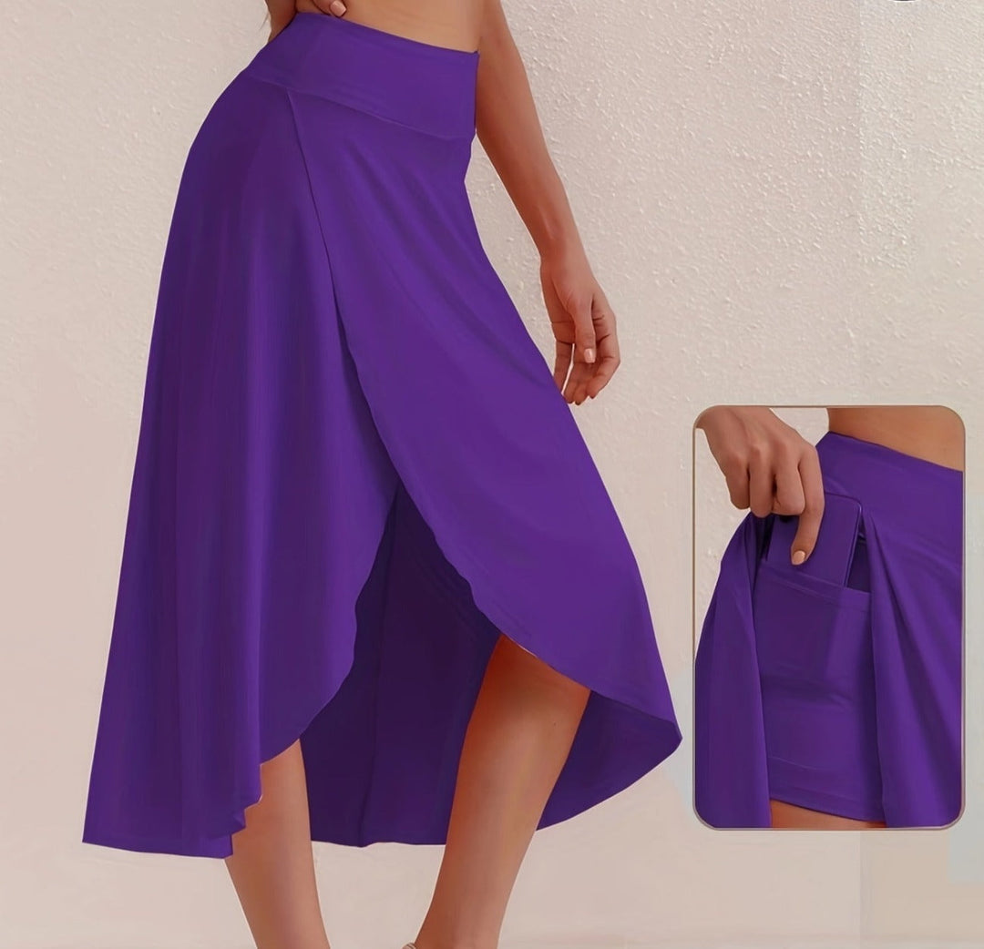 Sporty High-Waisted Skirt with Asymmetric Cut - Alexia