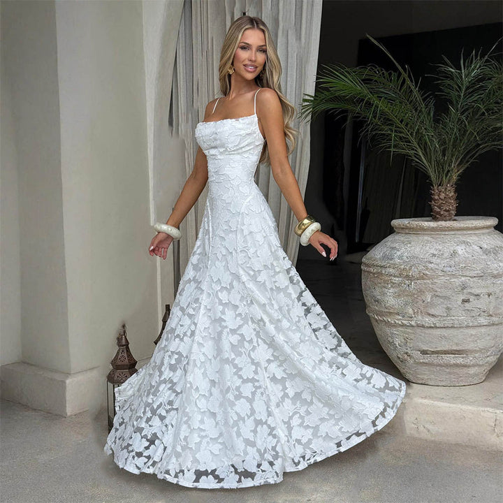 Summer Women's Sexy Sling Chiffon Elegant Backless Dress