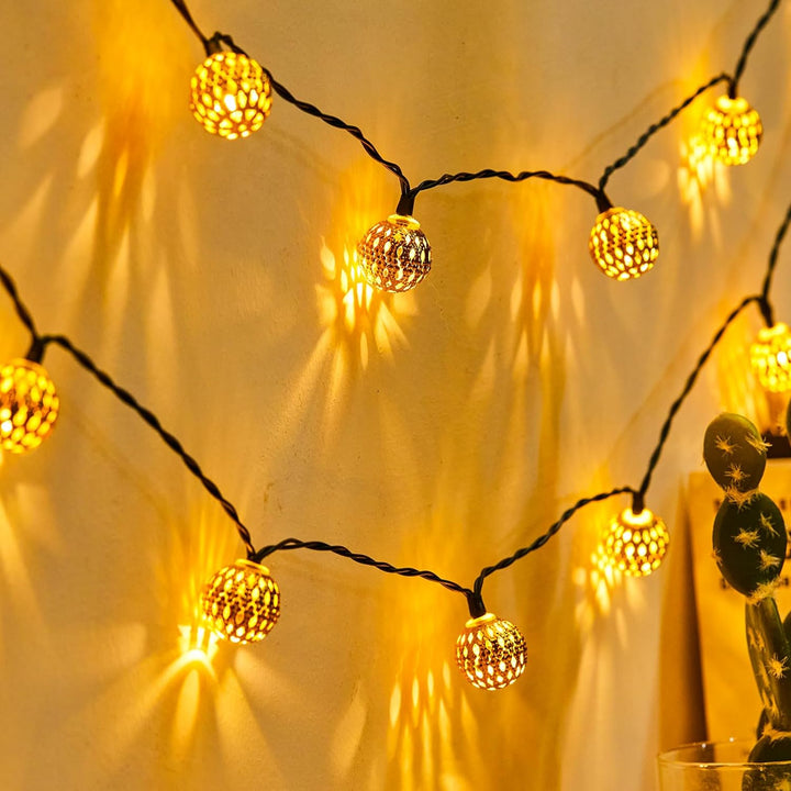Moroccan-Style Water-Resistant Solar String Lights