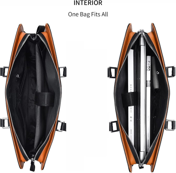 Genuine leather multi-compartment business laptop bag for professionals