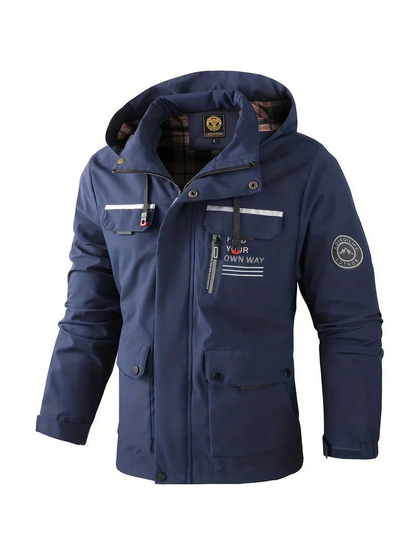 Men's Waterproof Winter Coat with Hood and Lined Interior