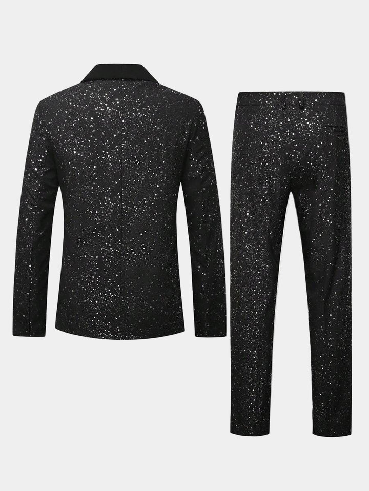 Men's Glitter Suit Jacket and Pants - Black