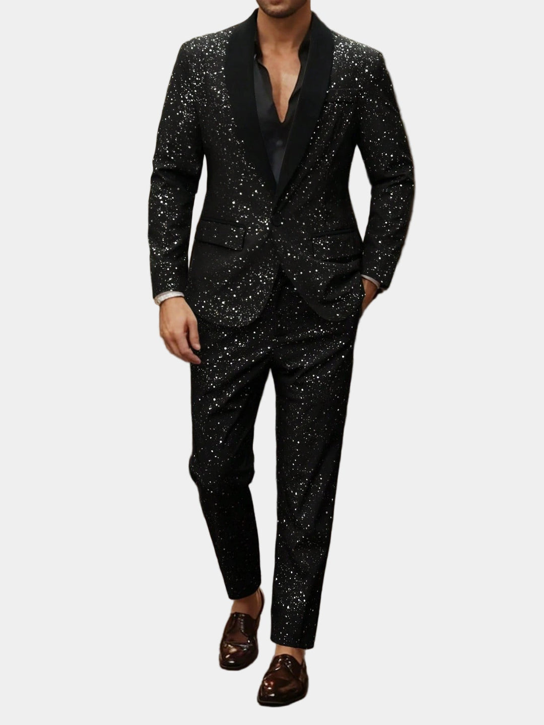Men's Glitter Suit Jacket and Pants - Black