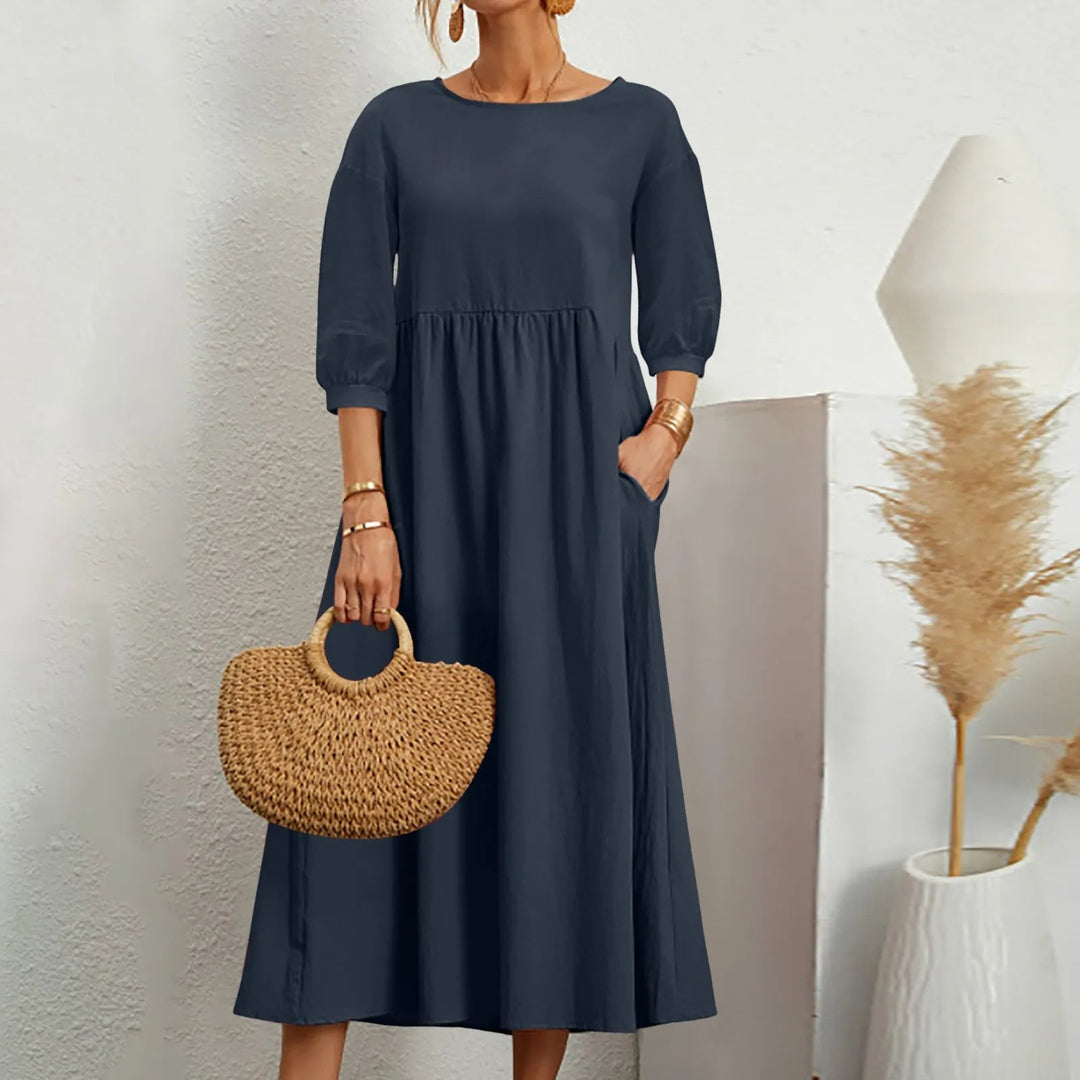 Casual Loose Patchwork Midi Dress – Effortless Style Meets Everyday Comfort