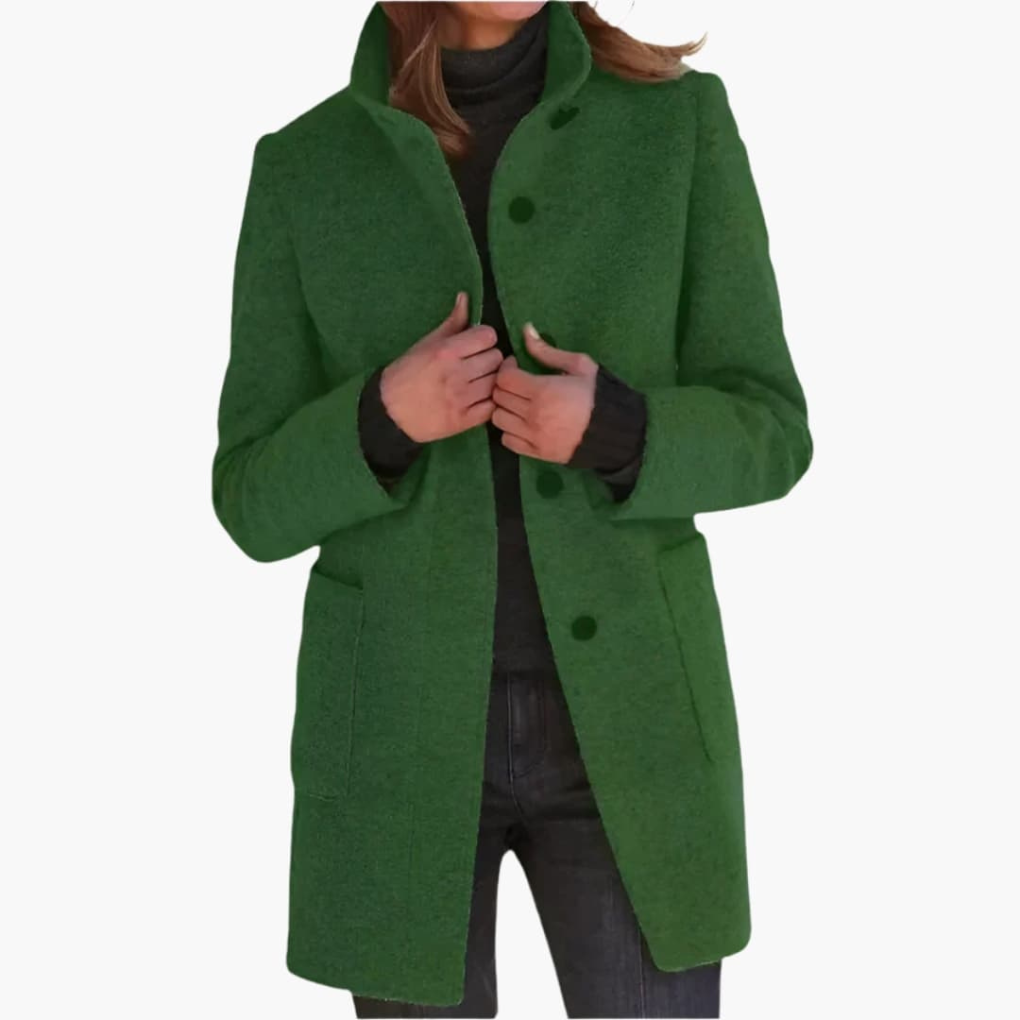 Women’s Coat with Stand Collar and Pockets