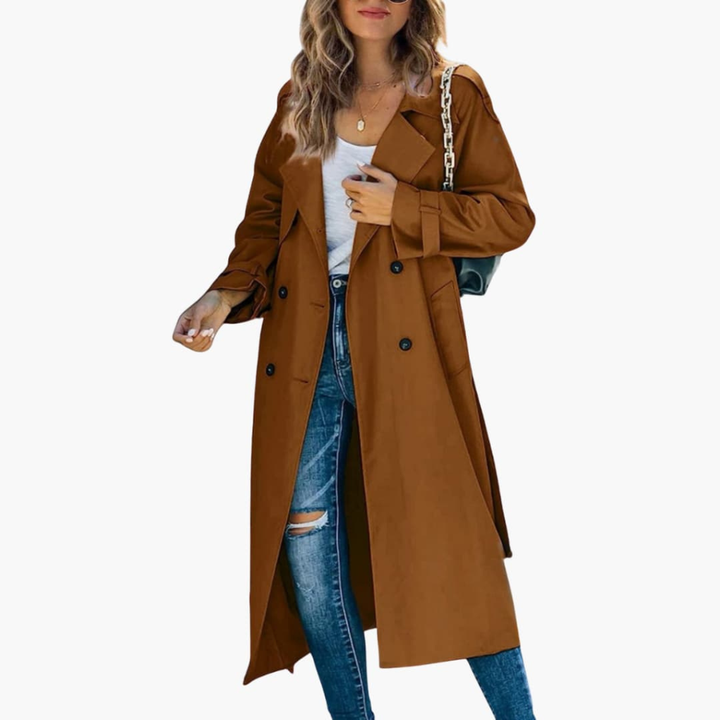 Women's Trench Coat with Button Placket