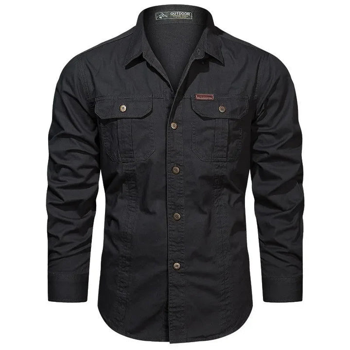 Men's Cotton Military Shirt – Multi-Pocket Utility