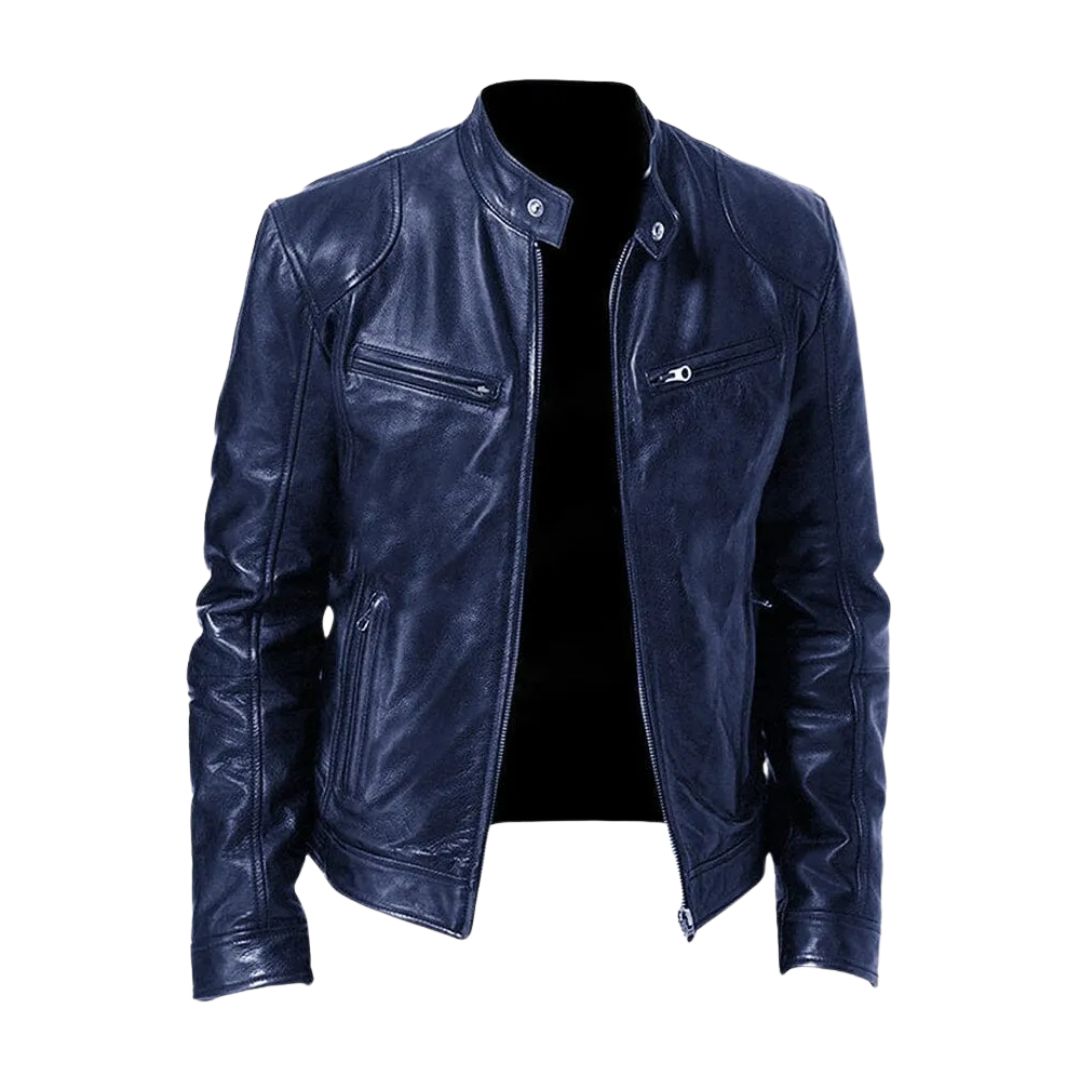Classic Men's Stand-Collar Leather Jacket