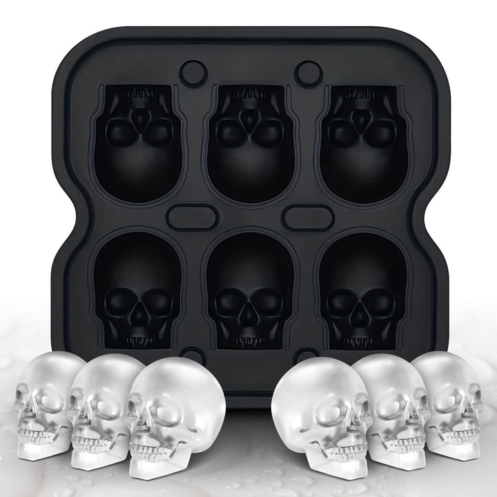 Silicone Skull Ice Cube Maker Tray with Large Reusable Mold for Drinks and Whiskey Ball