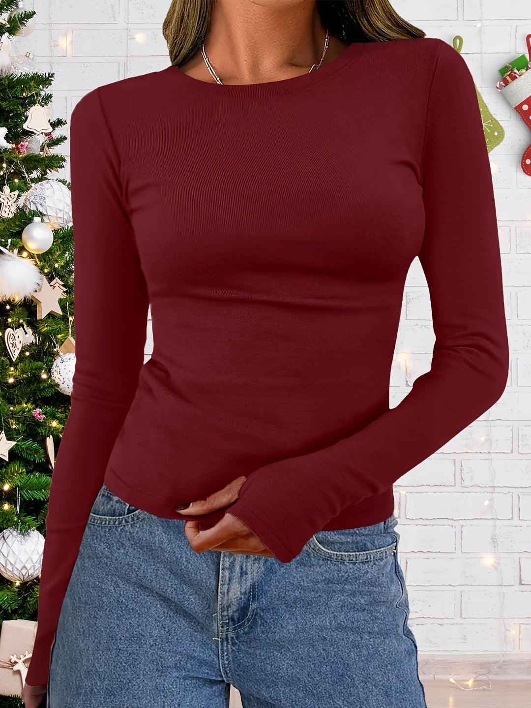 Women's Long-Sleeved Round-Neck Top for Fall & Winter – Vivienne