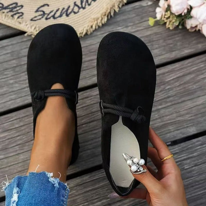 Ultra-soft Sweet Suede Round-toe Flat Lace-up Womens Shoes