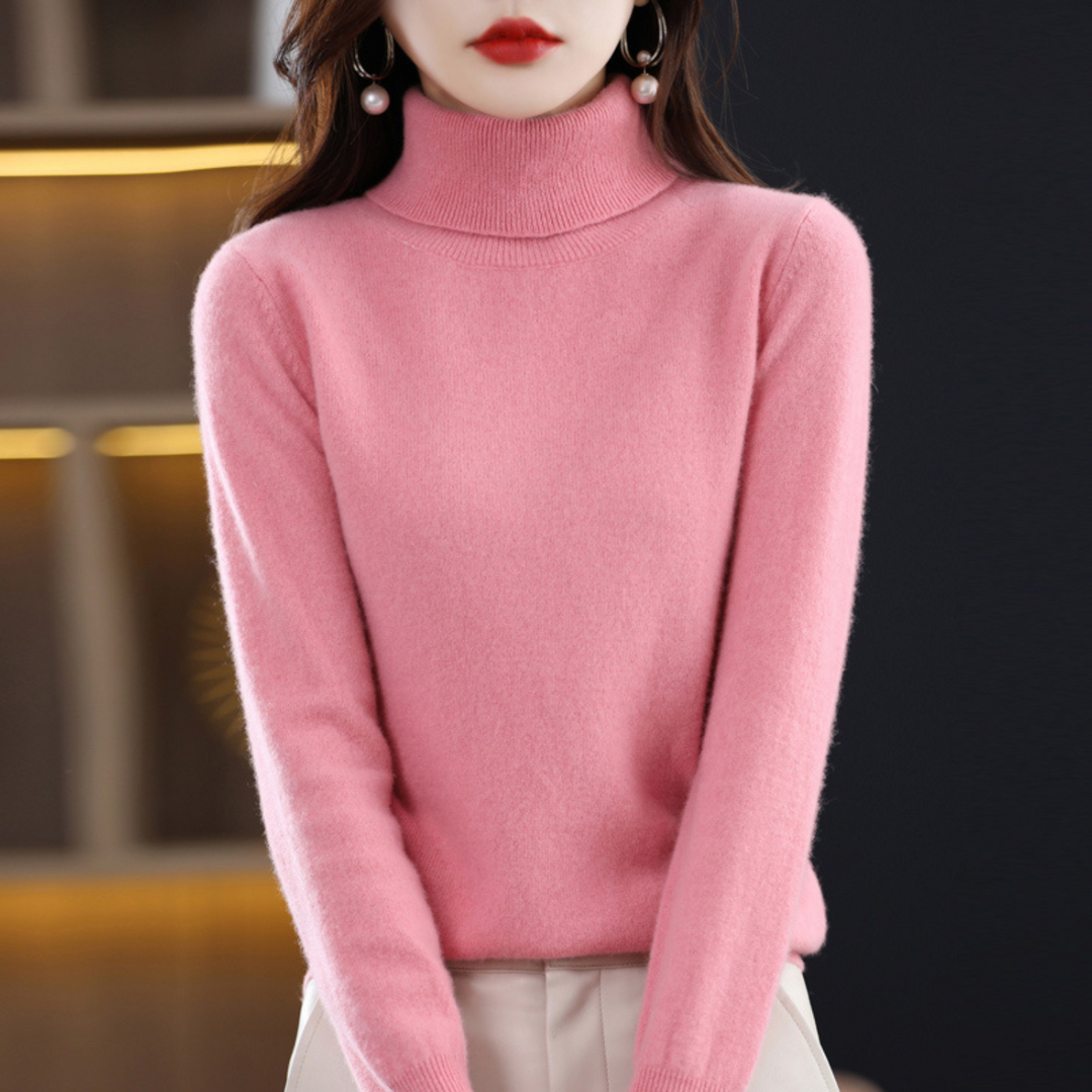 Women's 100% Cashmere Roll-Neck Jumper – Soft Regular Fit Pullover