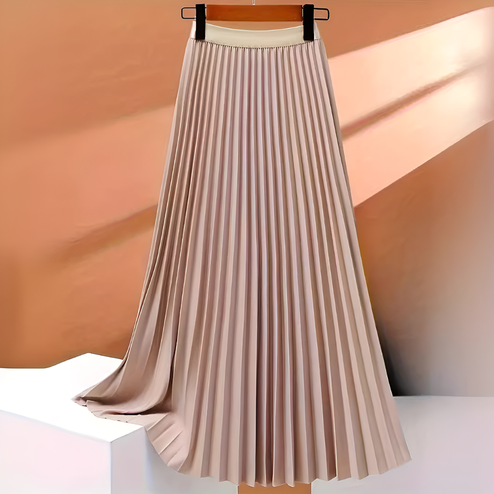 Satin Pleated High-Waist Skirt