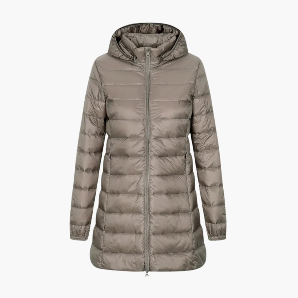 Women's Winter Down Jacket with Hood and Long Cut