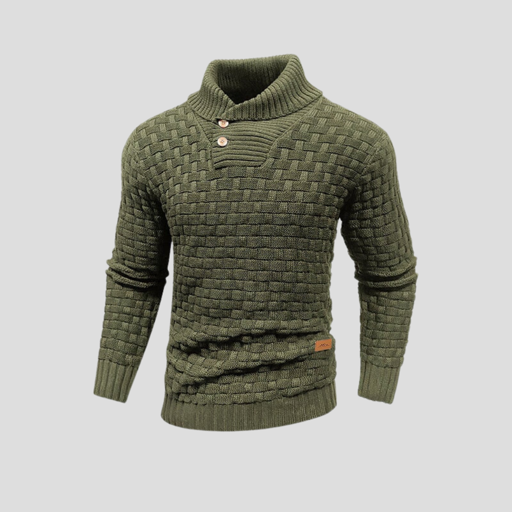 Men’s Half-Collar Button-Up Sweater