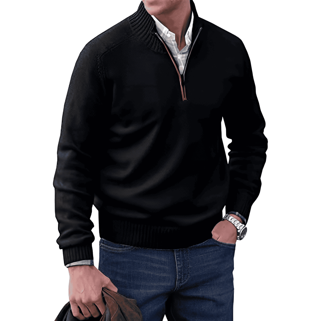 Luxurious Men's Cashmere Zip Sweater - Lucas