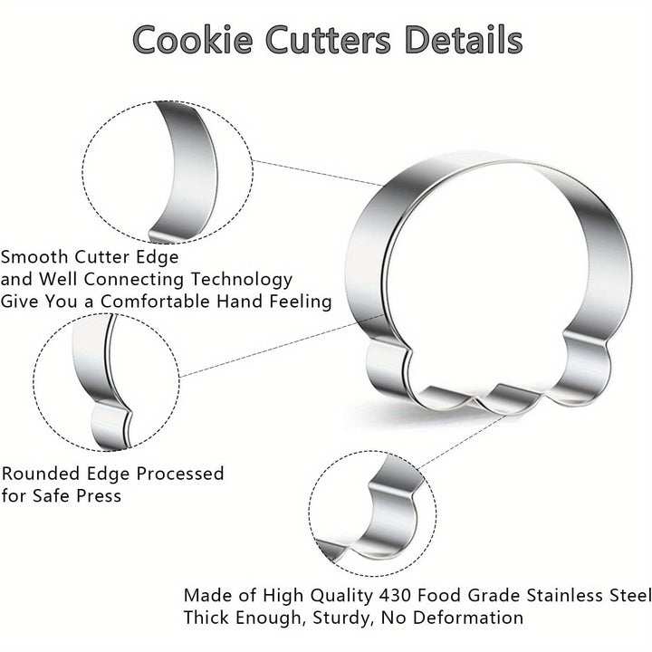 Halloween Stainless Steel Cookie Cutters Set with 7 Shapes Including Bat Ghost Pumpkin and Skull
