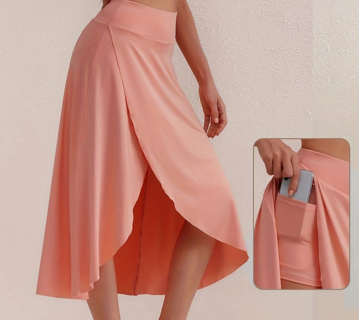 Sporty High-Waisted Skirt with Asymmetric Cut - Alexia