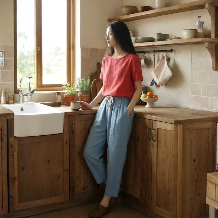 Drawstring Waist Casual Pants