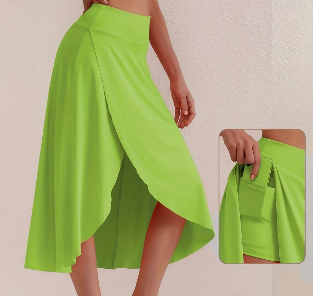 Sporty High-Waisted Skirt with Asymmetric Cut - Alexia