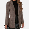 Women's Checked Single-Breasted Blazer, Fitted, Brown