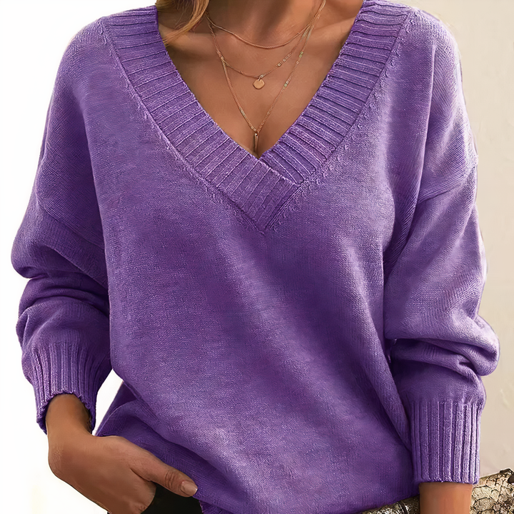 Cashmere Women's Sweater with V-Neck – Amira Autumn Magic