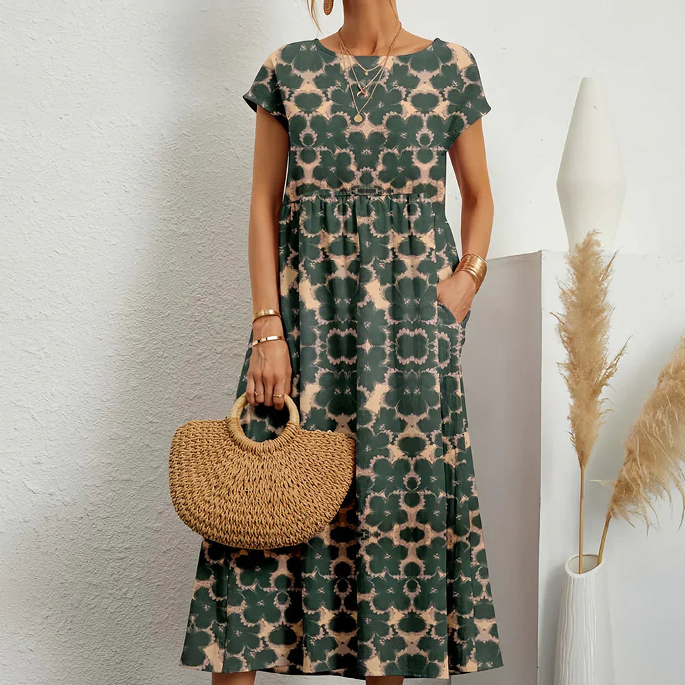 Women’s Cotton Linen Blend Casual Midi Dress
